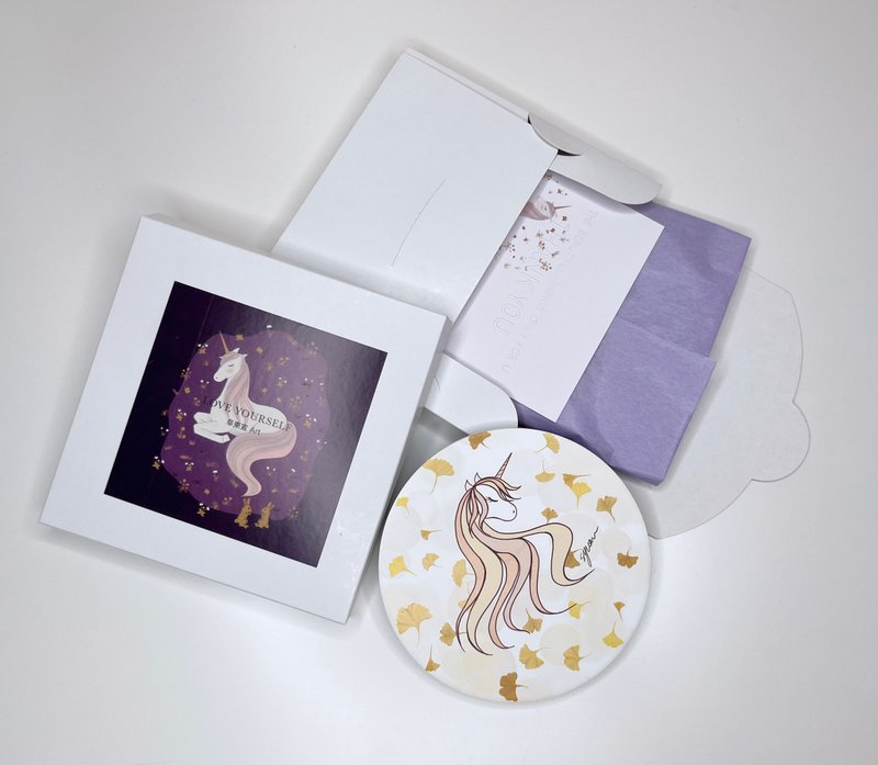 Christmas Gift Autumn Apricot Unicorn Yingge Ceramic Coaster/Absorbent Coaster - ที่รองแก้ว - ดินเผา 