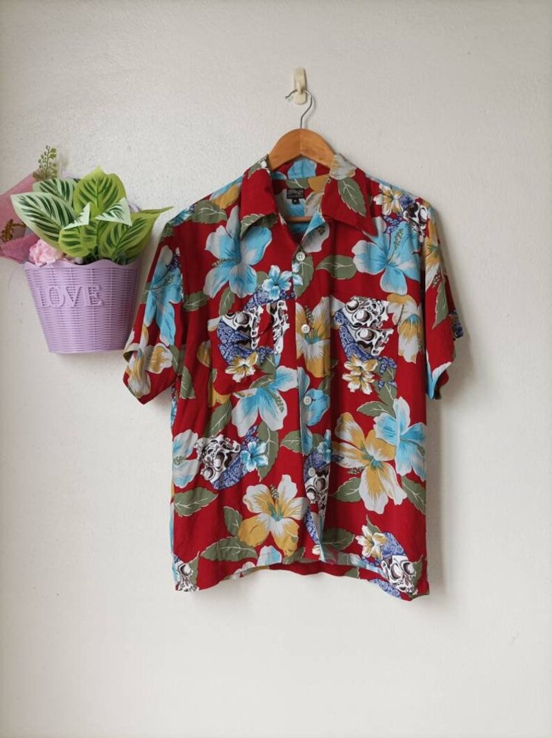 Vintage Creighton Hawaiian Mens Shirt in Super Retro Pattern Size M - 男襯衫/休閒襯衫 - 聚酯纖維 