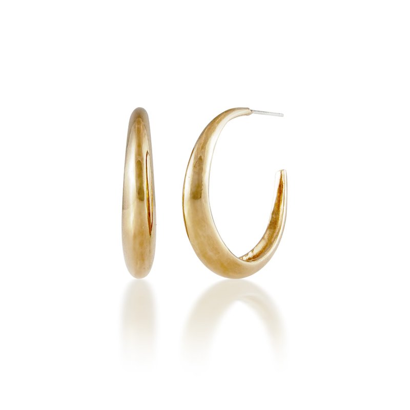 Hoop Earrings 黃銅鍍18K金圈型耳環(中)27mm 耳針/夾式 - 耳環/耳夾/耳骨夾 - 銅/黃銅 金色