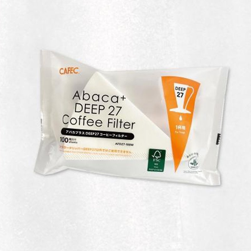 [New Product] Japanese CAFEC Abaca+DEEP 27 petal filter cup special filter paper-100 sheets - Coffee Pots & Accessories - Other Materials White