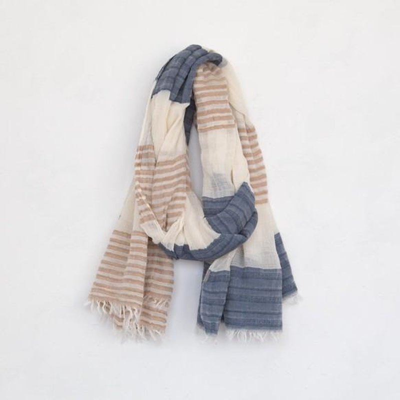 Plant dyeing Banshu woven border stall Aizen / Kurisome - Scarves - Other Materials Blue