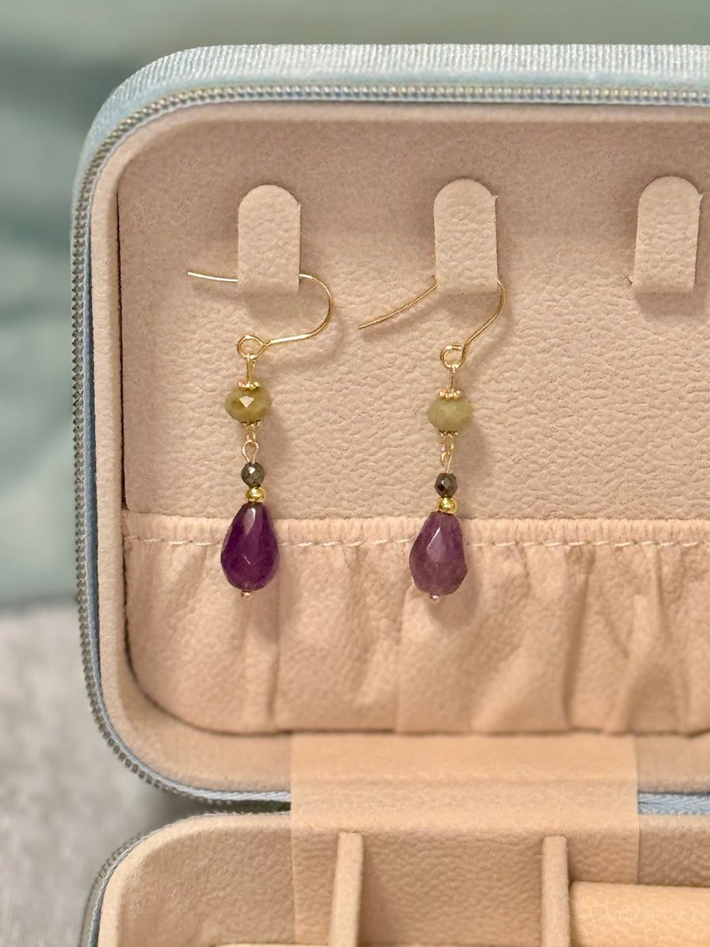 Amethyst droppings earrings - ต่างหู - คริสตัล หลากหลายสี