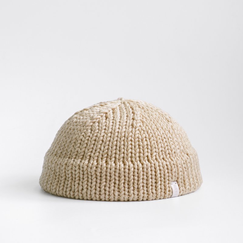 K046 Hand-knitted ultra-short dome fur hat sailor hat - light card - หมวก - ผ้าฝ้าย/ผ้าลินิน ขาว