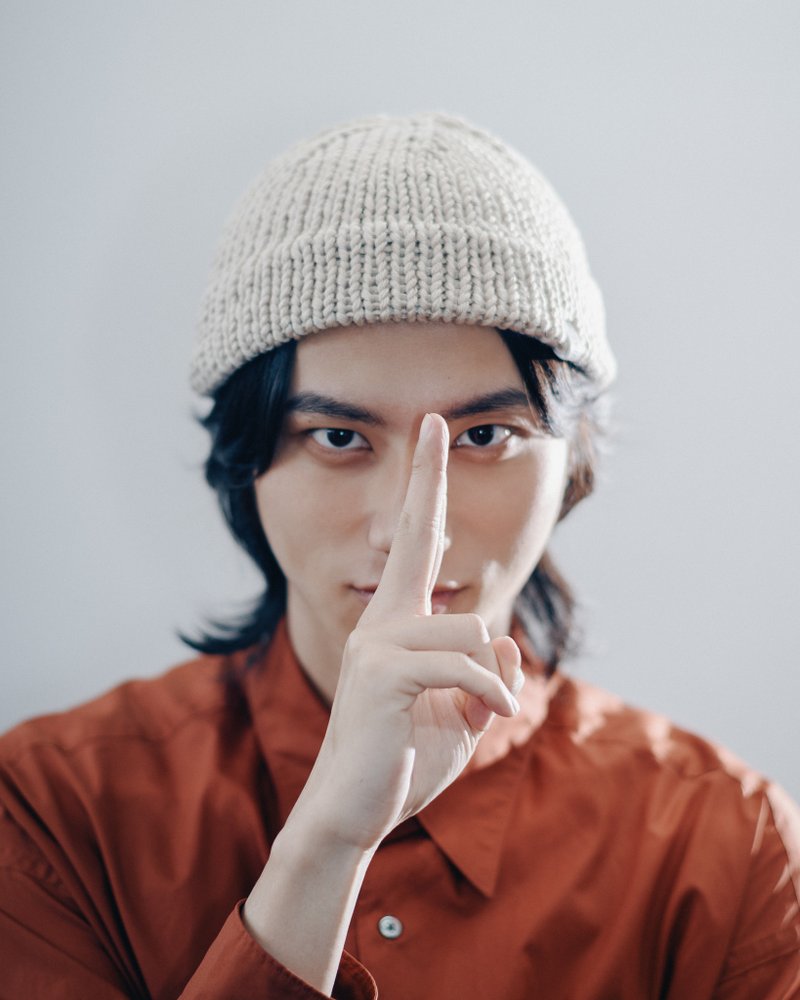 K046 手工編織超短圓頂毛帽水兵帽 - 淺卡 - 帽子 - 棉．麻 白色