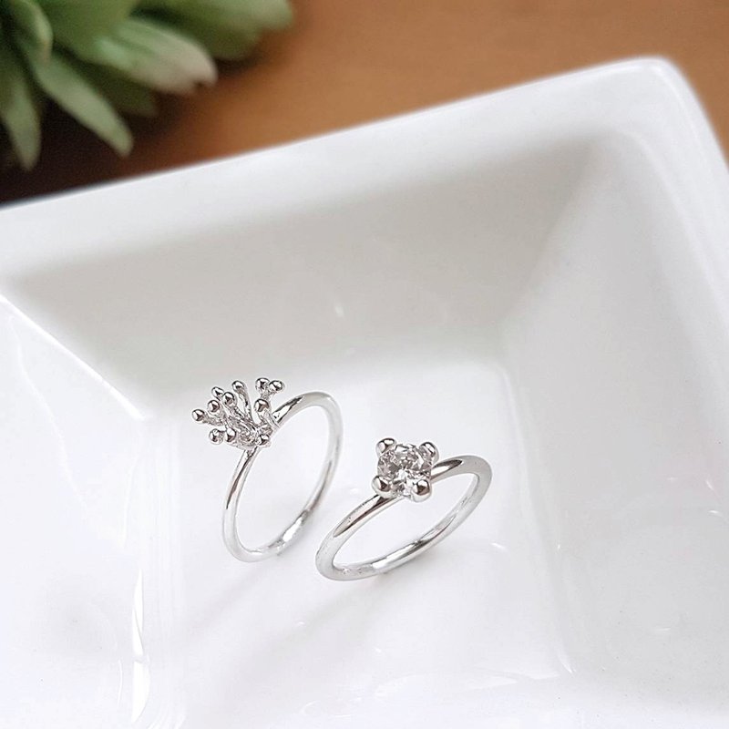 [Out of print] Dandelion and small flowers. 925 Silver Shaped End Ring - General Rings - Sterling Silver Silver