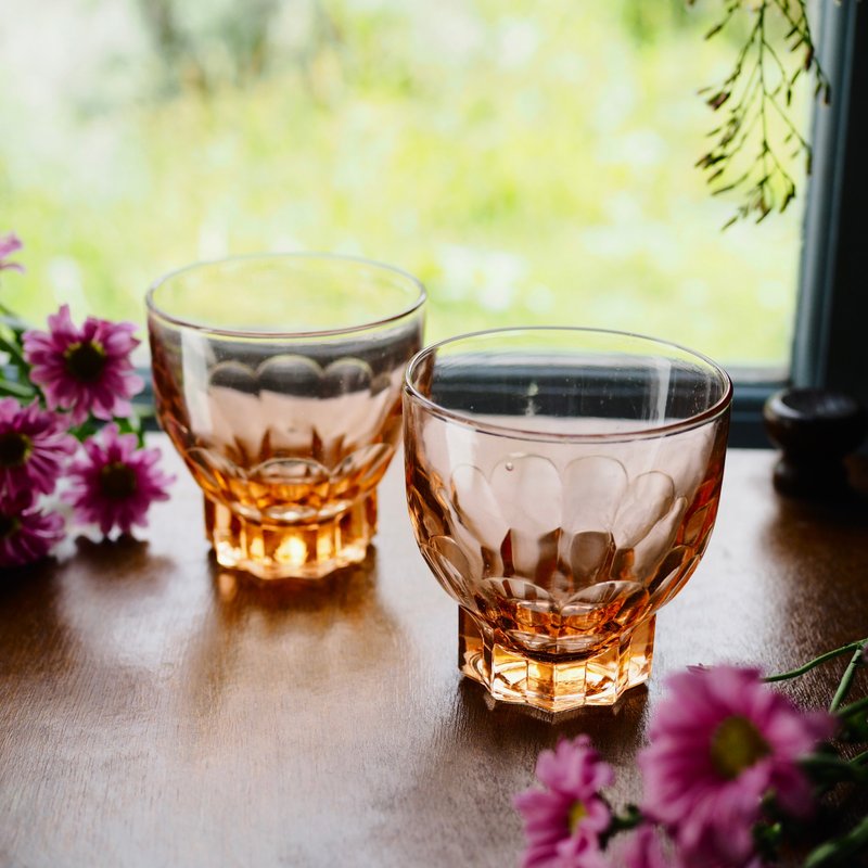 1950 French Rosalin light pink glass (a pair of 2 pieces) - Cups - Glass Pink