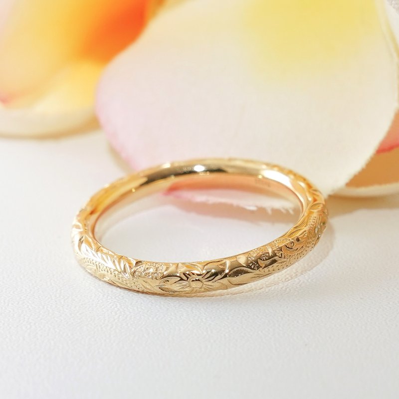 Hawaiian Jewelry / Round hawaiian  Ring / Gold - แหวนทั่วไป - เงินแท้ สีทอง