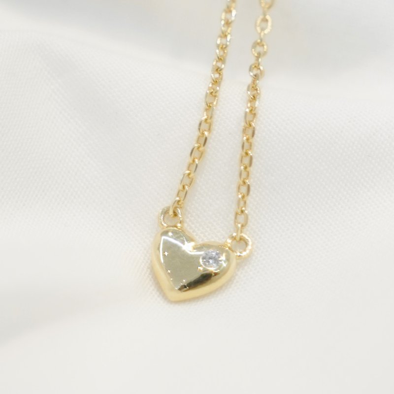 FREYA Solitaire Love Necklace Design-Sterling Silver 14k Gold - สร้อยคอ - เครื่องประดับ 