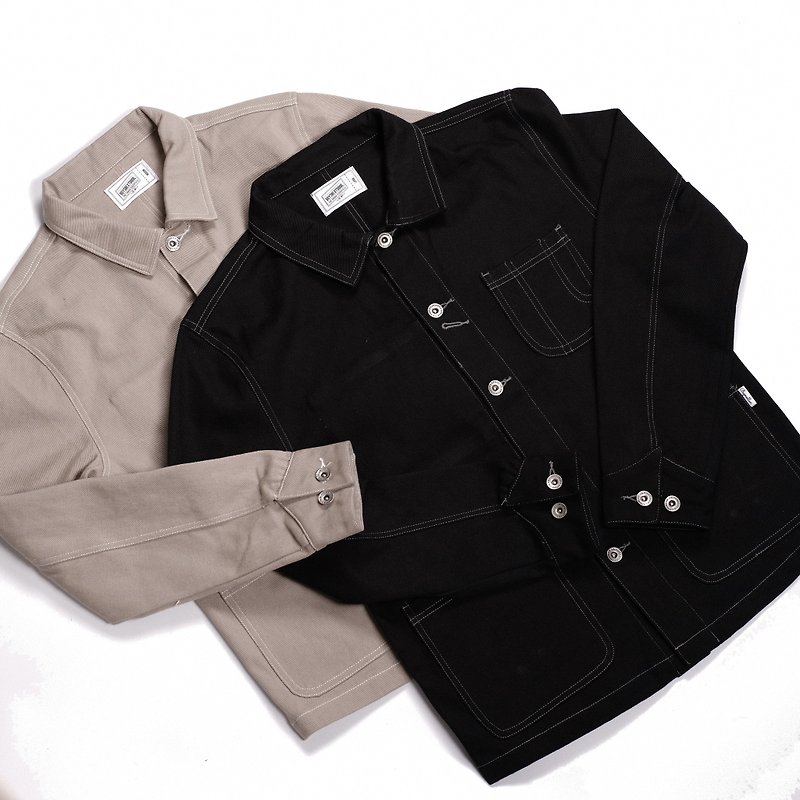 Retro tooling jacket Worker Jacket / simple / couple / autumn and winter coat - Men's Coats & Jackets - Cotton & Hemp Khaki