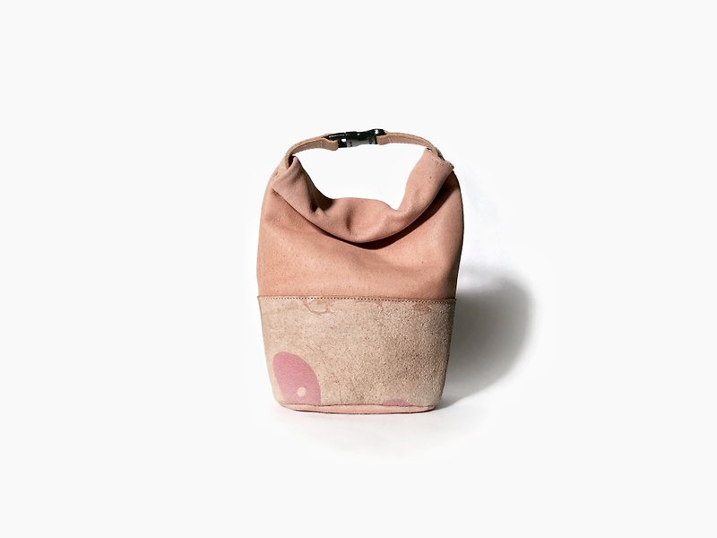 レザーハンドロールバックミニ - 手提包/手提袋 - 真皮 粉紅色