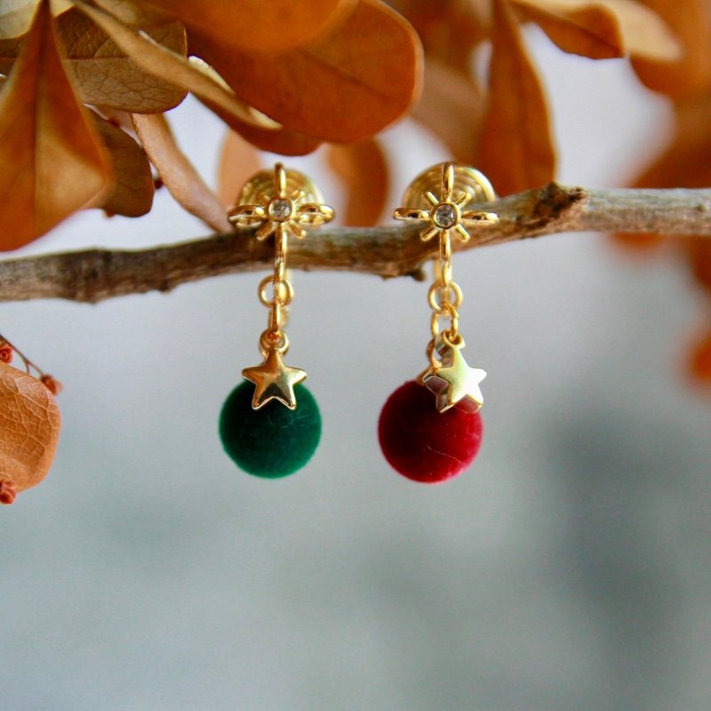 Painless Clip-On/Christmas earrings - Earrings & Clip-ons - Resin Red