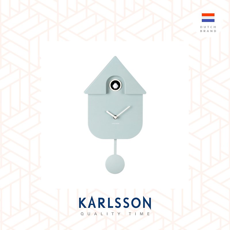 荷蘭Karlsson, Modern Cuckoo 粉藍色搖擺布谷鳥掛鐘 (整點報時) - 時鐘/鬧鐘 - 塑膠 藍色