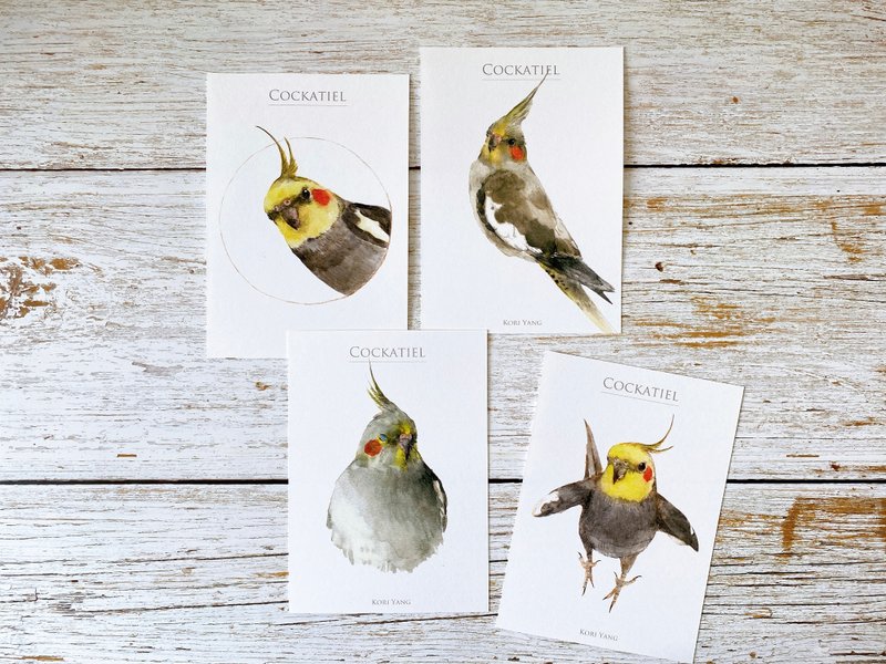 Watercolor Birds Postcard Group 31 Cockatiel - การ์ด/โปสการ์ด - กระดาษ 