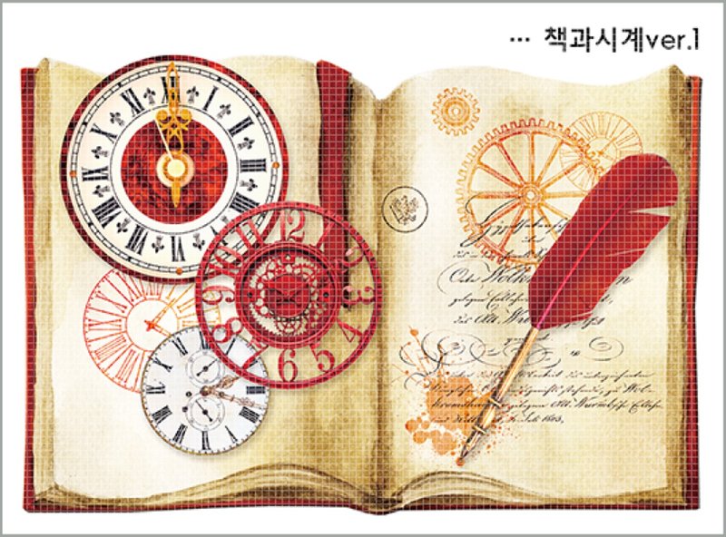 Books and watches 4types (blackraccoon) Vintage collage design paper sticker - 貼紙 - 紙 多色