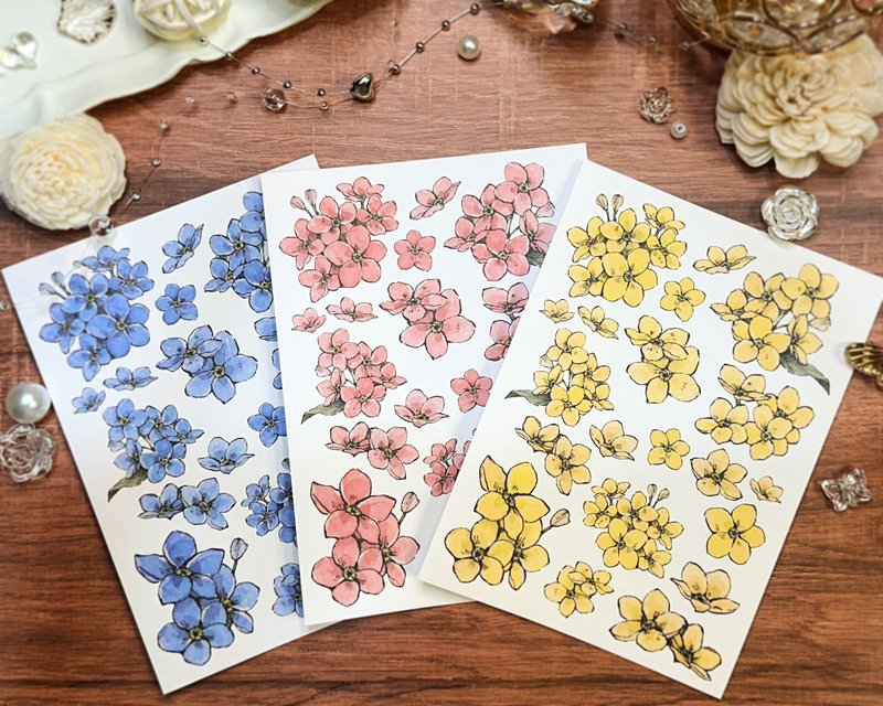 Forget-me-not Decoration Sticker - 貼紙 - 其他材質 