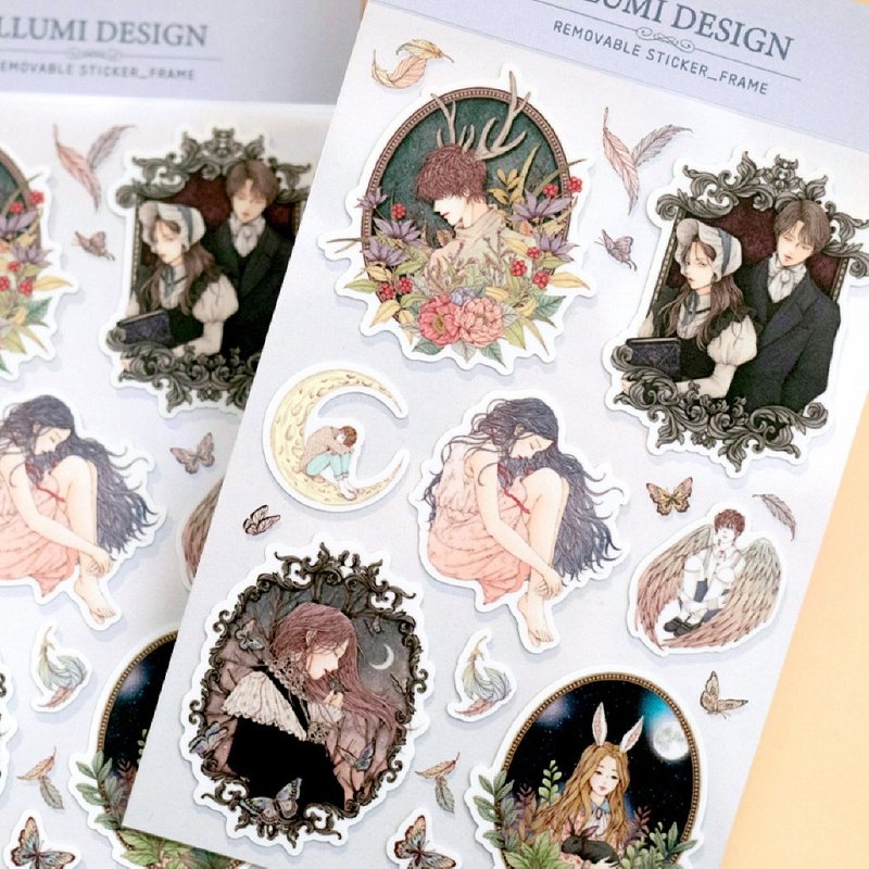 frame boy and girl seal sticker (illumi design) - สติกเกอร์ - กระดาษ หลากหลายสี