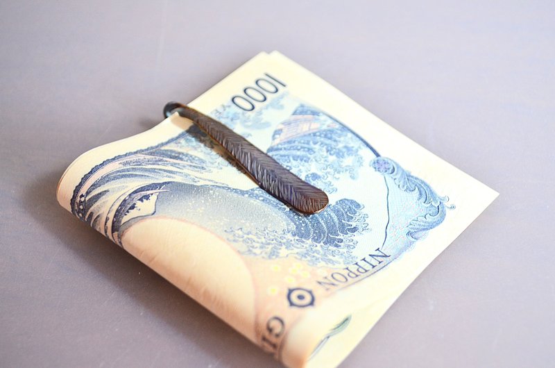 Titanium money clip・羽の純チタンマネークリップ・５５mm - 錢包/皮夾/長短夾 - 其他金屬 藍色