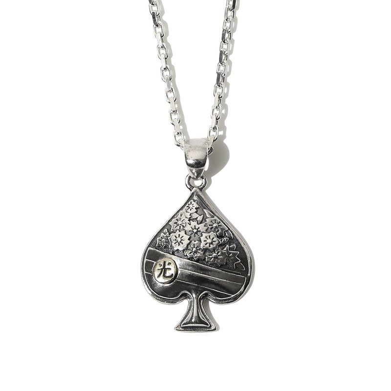 Korea traditional Card 3guang spade Silver necklace / Cho - 3 - สร้อยคอ - โลหะ สีเงิน