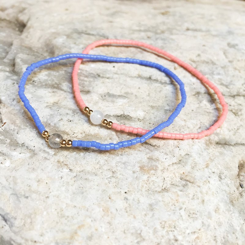Moonlight candy jar (two) | blue purple | pink | Moonstone | fine-mesh Bead bracelet - Bracelets - Other Materials 