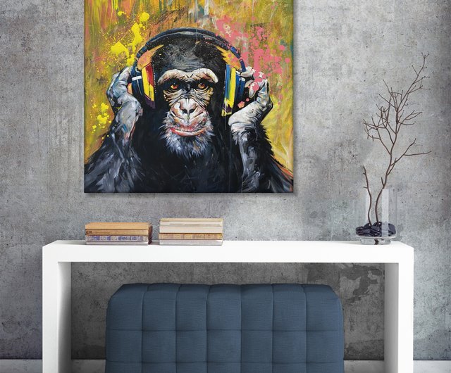 Funky Monkey Art Pop Art Animal Painting Colorful Chimp with Funky Monkey Art Pop Art Animal Painting Colorful Chimp with