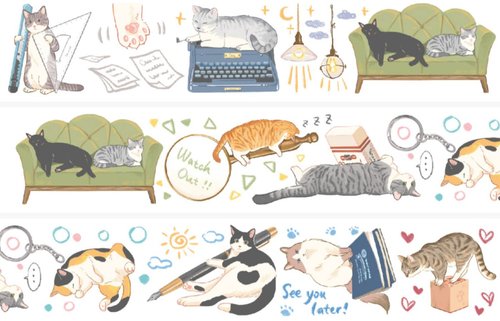 海外 PETテープ マスキングテープ 猫 マスキングテープ ねこズ – GXX