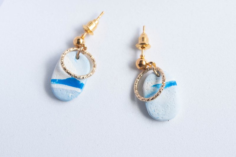 Polymer Clay Earrings  handmade | modern jewelry | simple jewelry - 耳環/耳夾/耳骨夾 - 塑膠 白色