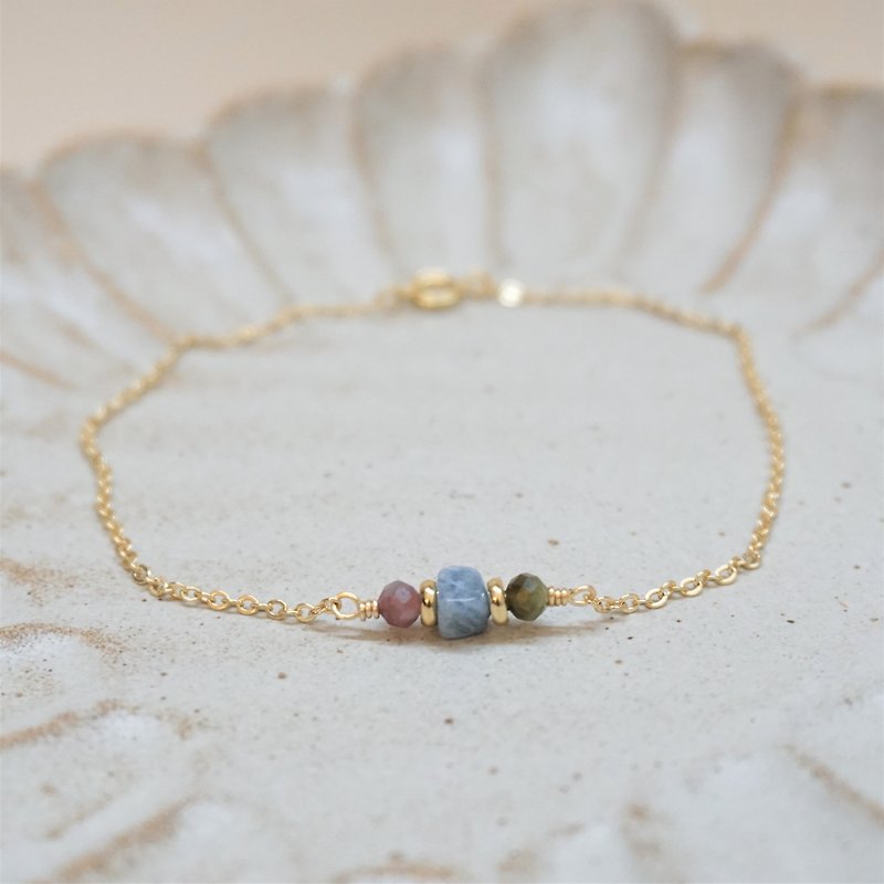 << Lucky Stone Anklet - Natural Stone Anklet >> Tourmaline Sea Blue Treasure (limited to one) - Anklets & Ankle Bracelets - Semi-Precious Stones Multicolor