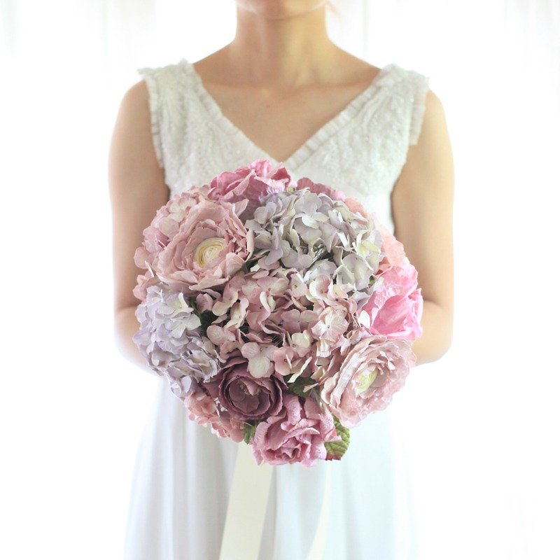 My Sweet Story Bouquet Keepsake Wedding Flower for Bridal Bouquet Medium Size - Wood, Bamboo & Paper - Paper Purple