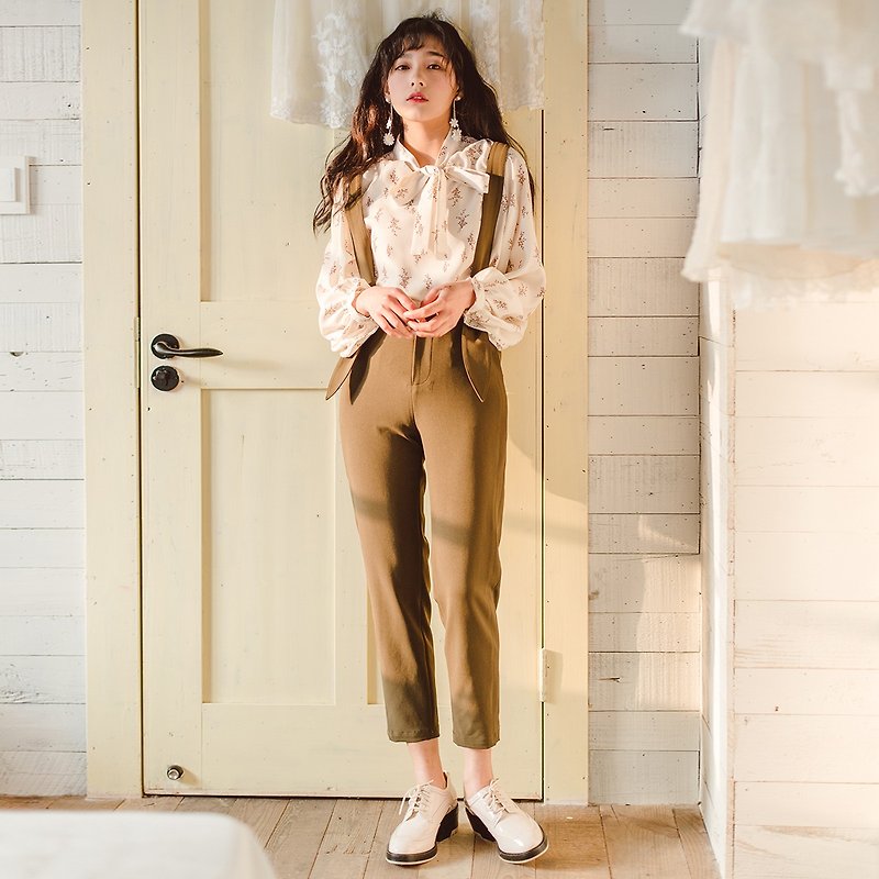 Annie Chen 2018 spring and summer new women's art and crafts streamer jacket straps feet pants suit - เสื้อผู้หญิง - วัสดุอื่นๆ ขาว