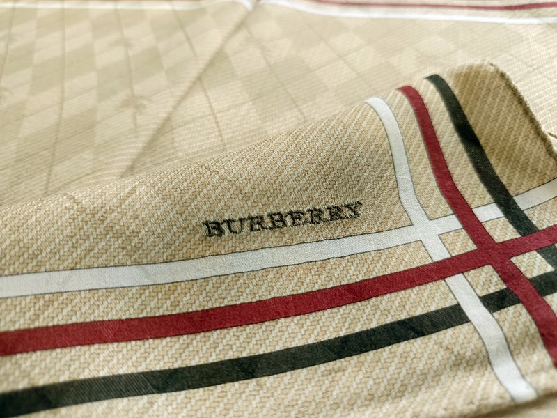 Burberry Vintage Handkerchief Pocket Square Brown Stripes 21 x 20.5 inches - 手帕 - 棉．麻 卡其色