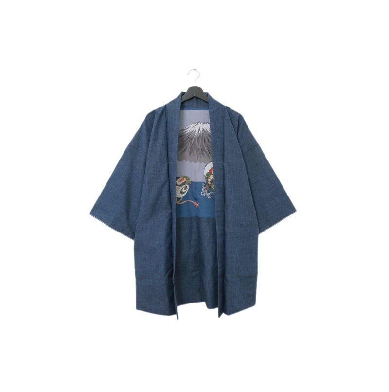 Back to Green-日本男款羽織 福祿壽 大黑天M-16/vintage kimono - 男夾克/外套 - 絲．絹 