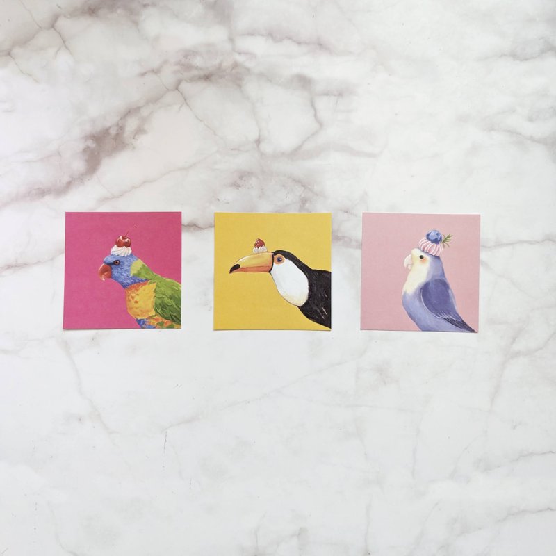 Cream bird square card - การ์ด/โปสการ์ด - กระดาษ หลากหลายสี