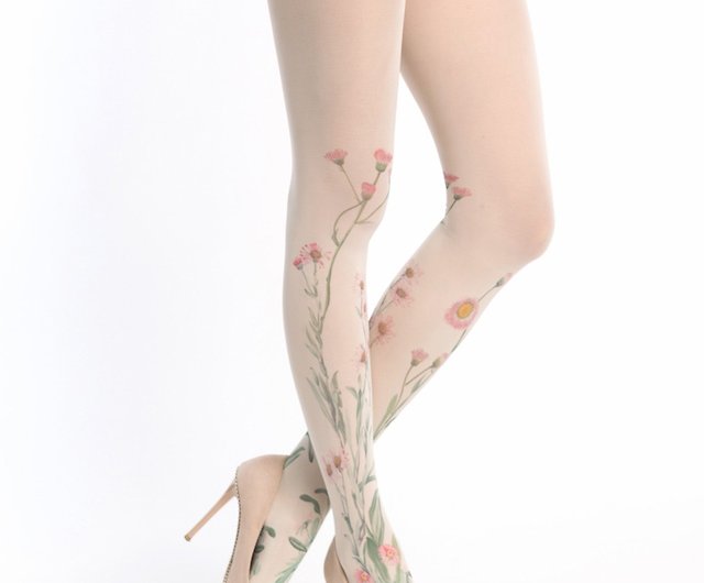 Colourful meadow floral tights, nature lover fashion, flower girl outfit -  Shop Virivee Women's Leggings & Tights - Pinkoi