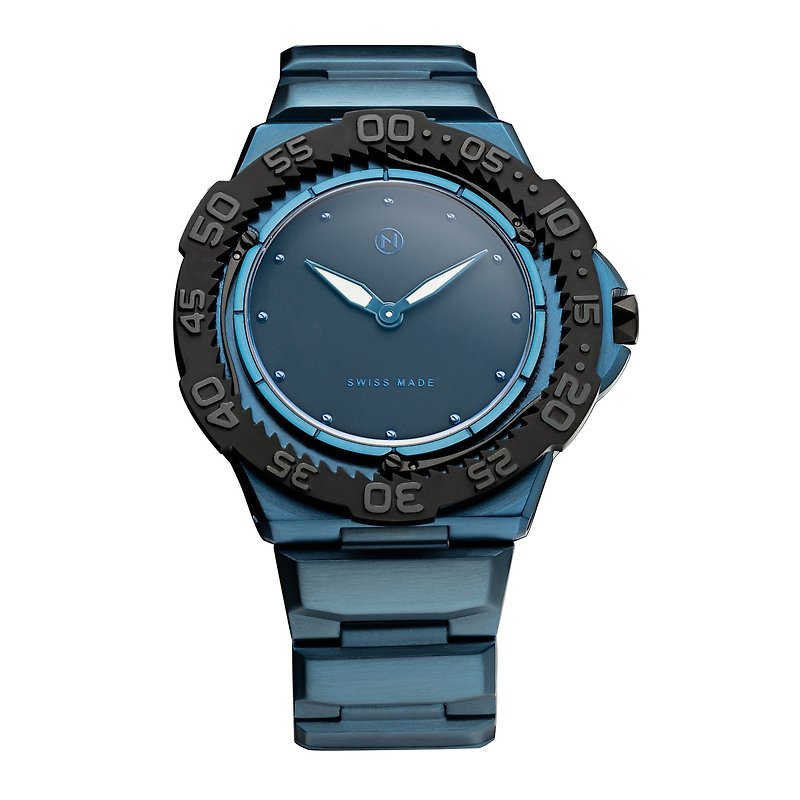 NOVE トライデント スイス製 極薄ダイバーズウォッチ E010-02 - 腕時計 ユニセックス - ステンレススチール ブルー