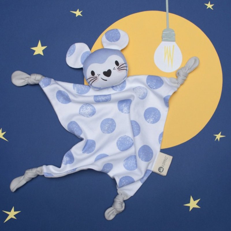澳洲Kippins有機棉安撫巾 – 月亮小鼠 Luna Kippin - 圍兜/口水巾 - 棉．麻 藍色
