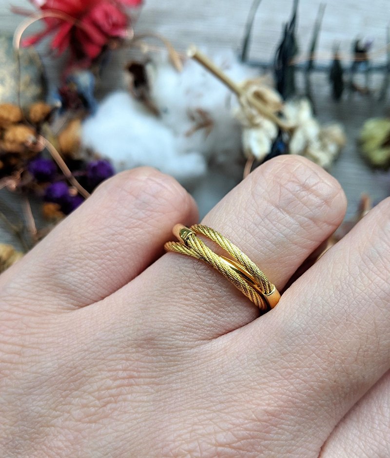 Vintage Gold-plated Ring-Double Ring - แหวนทั่วไป - ทองแดงทองเหลือง 