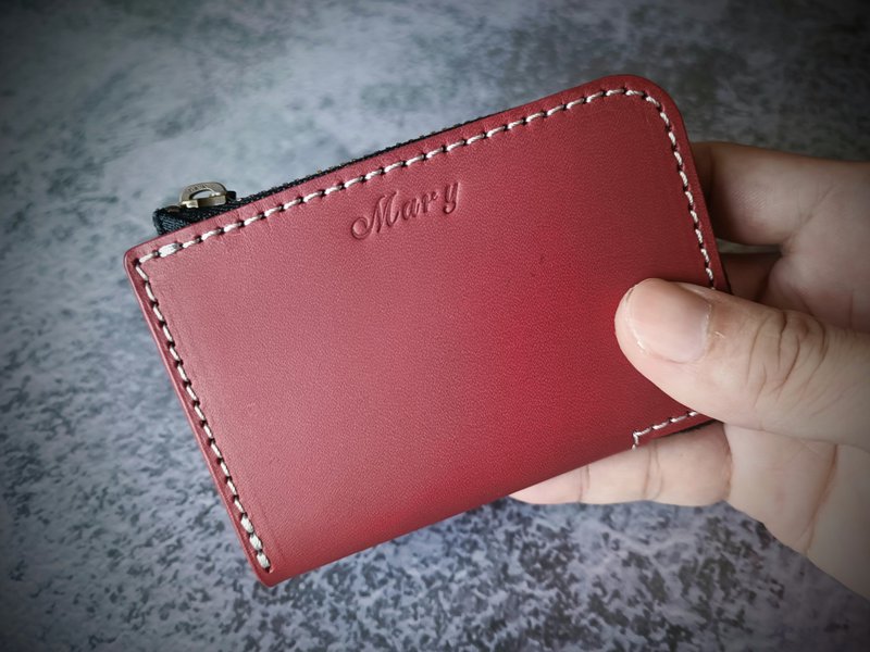 手工皮件 金鞄銀   植鞣革 真皮 L型拉鍊 零錢卡包 短夾 皮夾 錢 - 錢包/皮夾/長短夾 - 真皮 