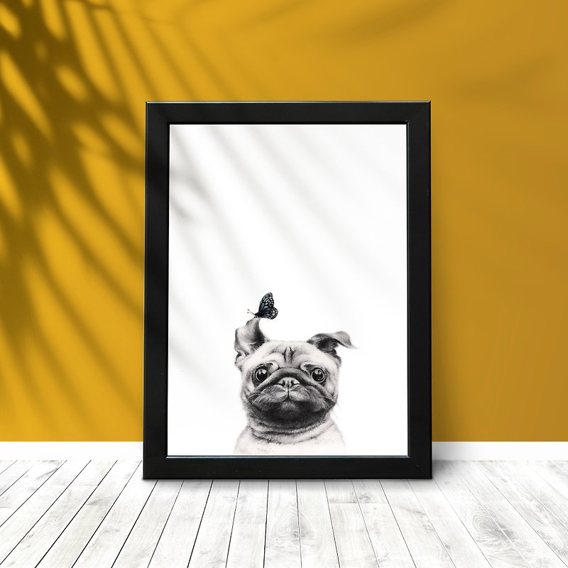 【Baby Bulldog】Limited Edition Art Print. Nursery Animal Puppy Drawing Wall Art. - Posters - Paper 