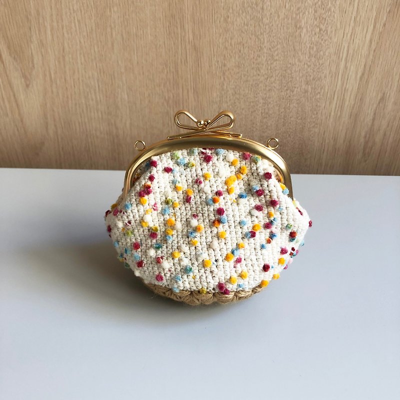 Hand-woven gold bag-colorful circus coin purse - Coin Purses - Cotton & Hemp Multicolor