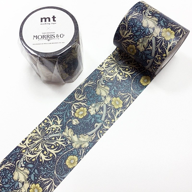 mt Masking Tape William Morris【Seaweed (MTWILL10)】 - มาสกิ้งเทป - กระดาษ สีน้ำเงิน