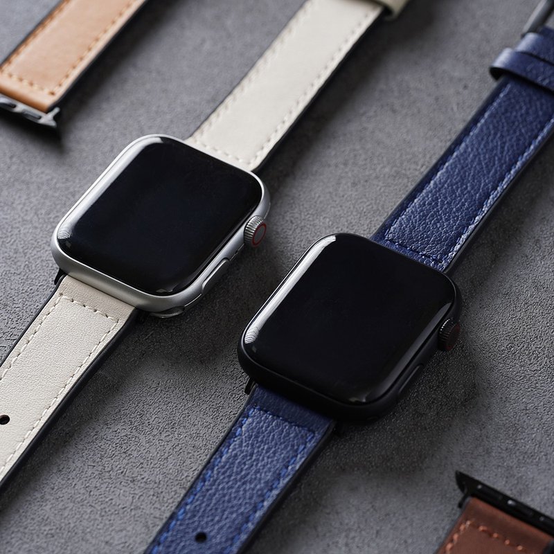 Apple watch - 包邊高質感黑扣皮錶帶 - 錶帶 - 真皮 