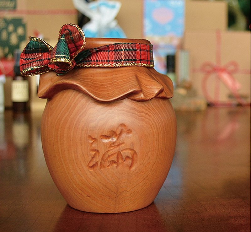 Taiwan cypress "happiness is full of urns"-small (satin ribbon can be exchanged) - Items for Display - Wood Brown