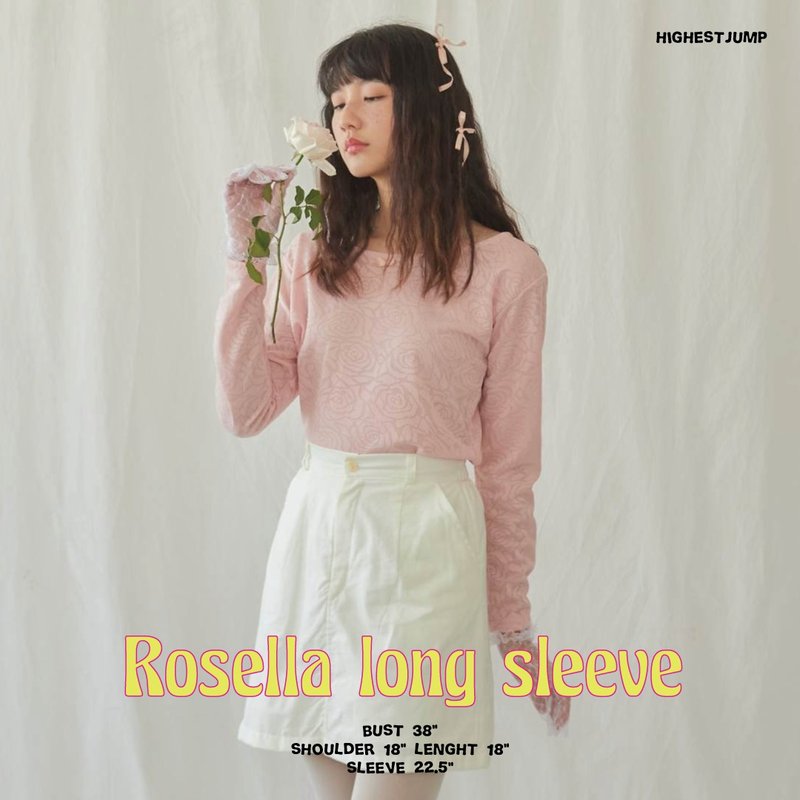 Rosella tank/long sleeve เสื้อทอลายดอกกุหลาบ - เสื้อผู้หญิง - ผ้าฝ้าย/ผ้าลินิน 