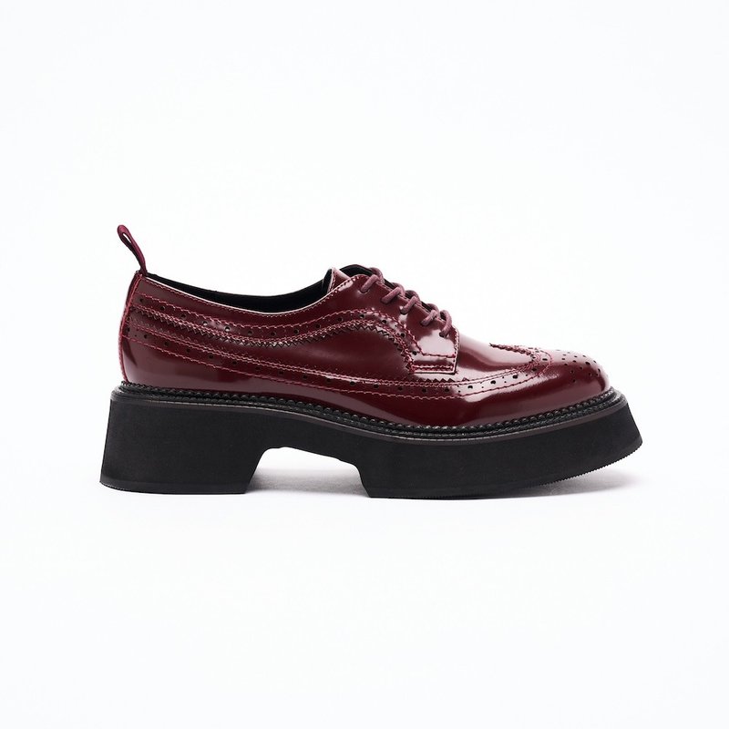 VATIC WINGTIP BROGUES SHOES POLISHED BURGUNDY 45mm厚底皮鞋 - 男皮鞋 - 真皮 黑色