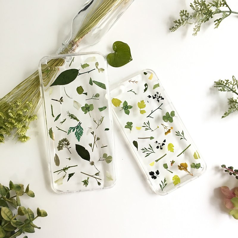 Green melody - pressed flower phone case - Phone Cases - Acrylic Green