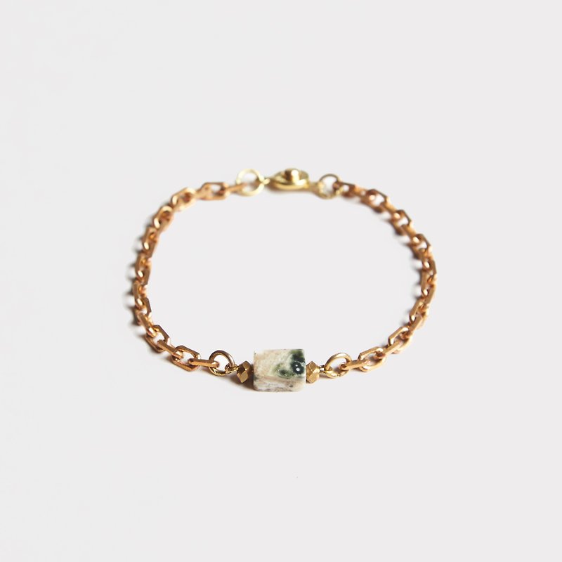 Brick Jade ' Chain Bracelet - Bracelets - Gemstone Gold
