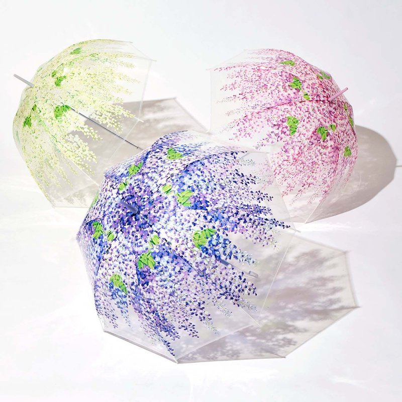 【YOU+MORE!】Wisteria pattern transparent umbrella - Umbrellas & Rain Gear - Other Materials 