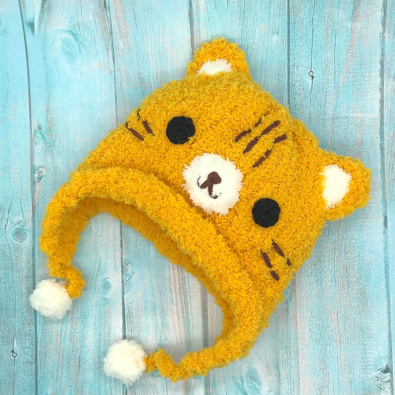 Orange Cat-Ear-Covered Baby Woolen Hat New Year's Eve Ceremony (Adults and Children are available in all sizes) - Baby Hats & Headbands - Polyester Khaki