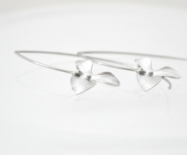 earrings/silver Flower Long HOOK Pierce