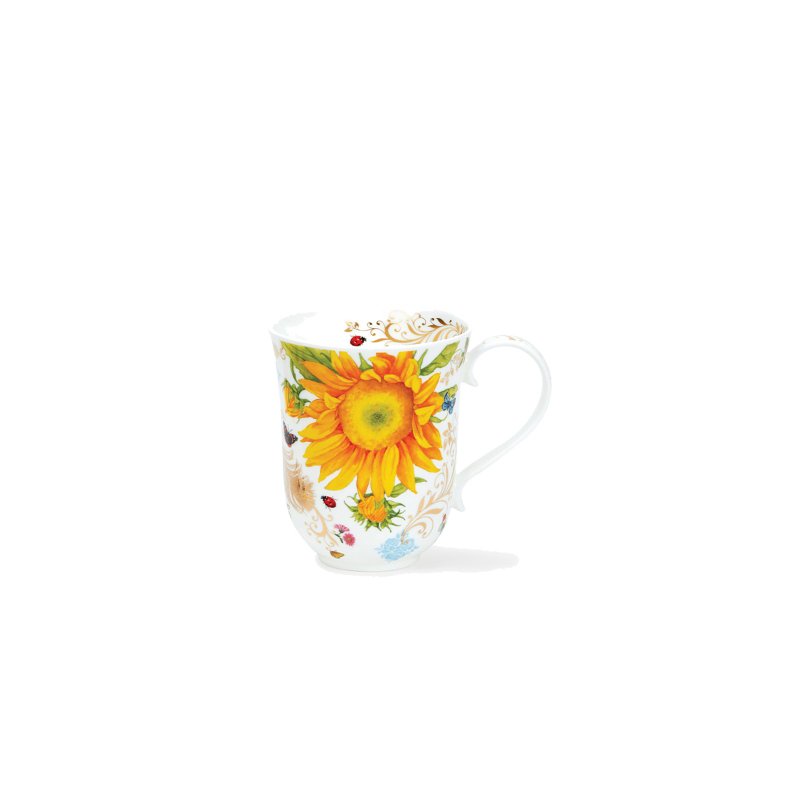 [100% Made in the UK] Dunoon Collection Flower Bone China Mug-Gold-330ml - แก้วมัค/แก้วกาแฟ - เครื่องลายคราม สีเหลือง